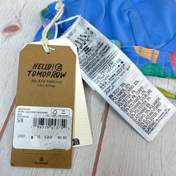 NWT Billabong Tropic Daze Demi Underwire Bikini Top Women’s Size S/8 - Picture 6 of 6